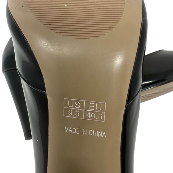 Women's Slip On Round Toe Patent Leather Thick Block High Heel Pumps Women's 9.5 - Picture 7 of 8